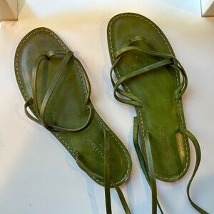 Handmade in Italy green leather gladiator sandals from MarioDoni Florence